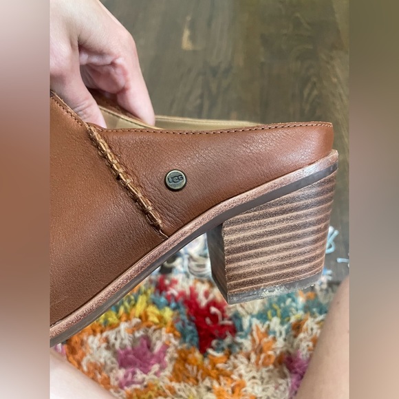UGG brown ombre leather clogs with a 3 inch heel. - Picture 7 of 9